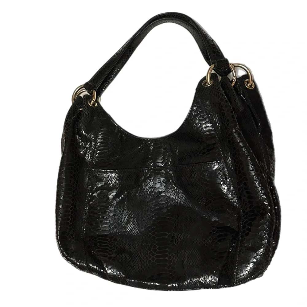 Michael Kors black, reptile print hobo‎ style bag